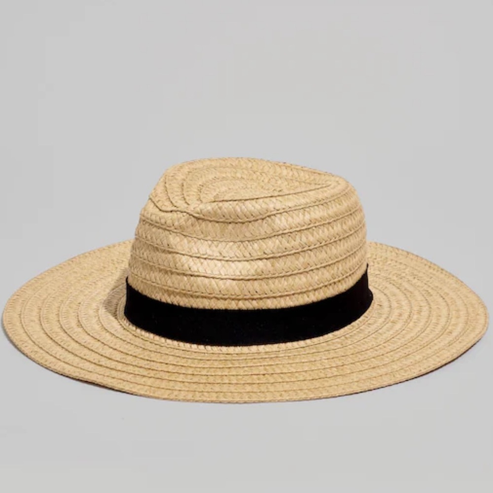 Madewell Packable Braided Straw Sun Hat with Portable Black Elastic Band